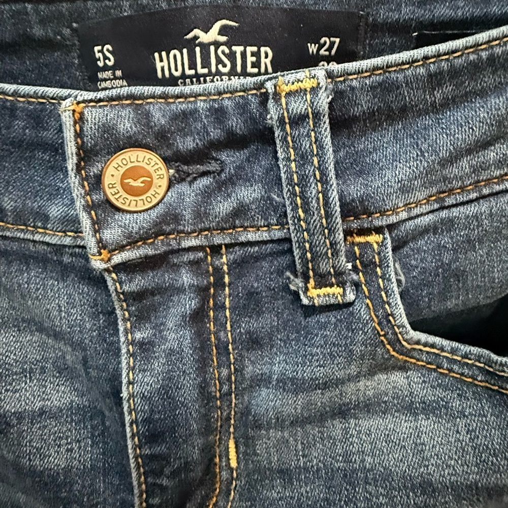 Hollister Dark Blue Distressed Flare Jeans - Picture 5 of 13